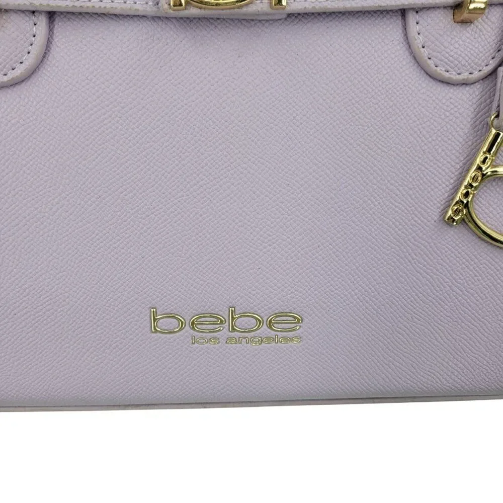 Bebe Womens Vegan Evie Satchel Bag Lilac Pastel Purple Faux‎ Leather Top Handle